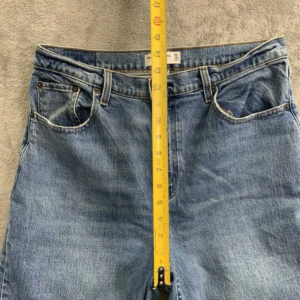 Abercrombie & Fitch 90s Straight Ultra High Rise Jeans Womens 32 14R Blue Denim